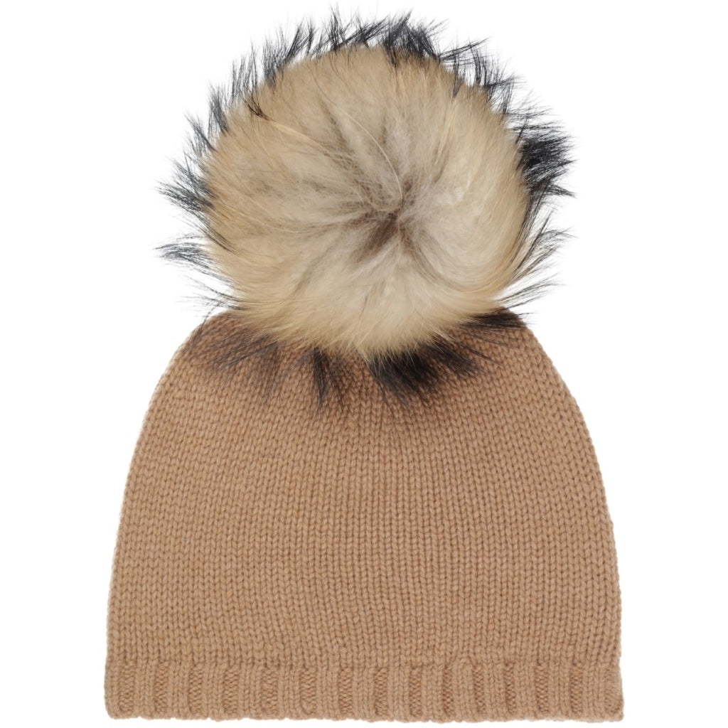 Cashmere hat with pom pom